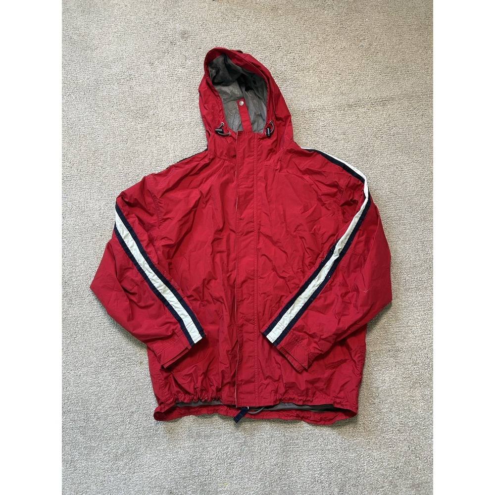 Vintage GAP Jacket Men's XL Red Blue Colorblock 90s Y2K Hooded Coat Full Zip